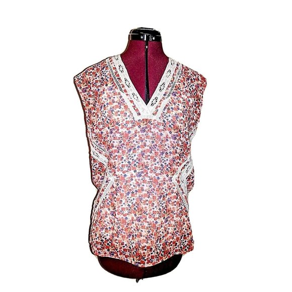 Daniel Rainn Top Blouse Multicolor Women Size XS Floral Print Semi Sheer - Picture 1 of 10